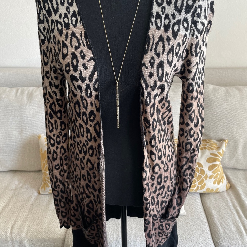 Joseph A Ombr Leopard Print Open Cardigan - image 3